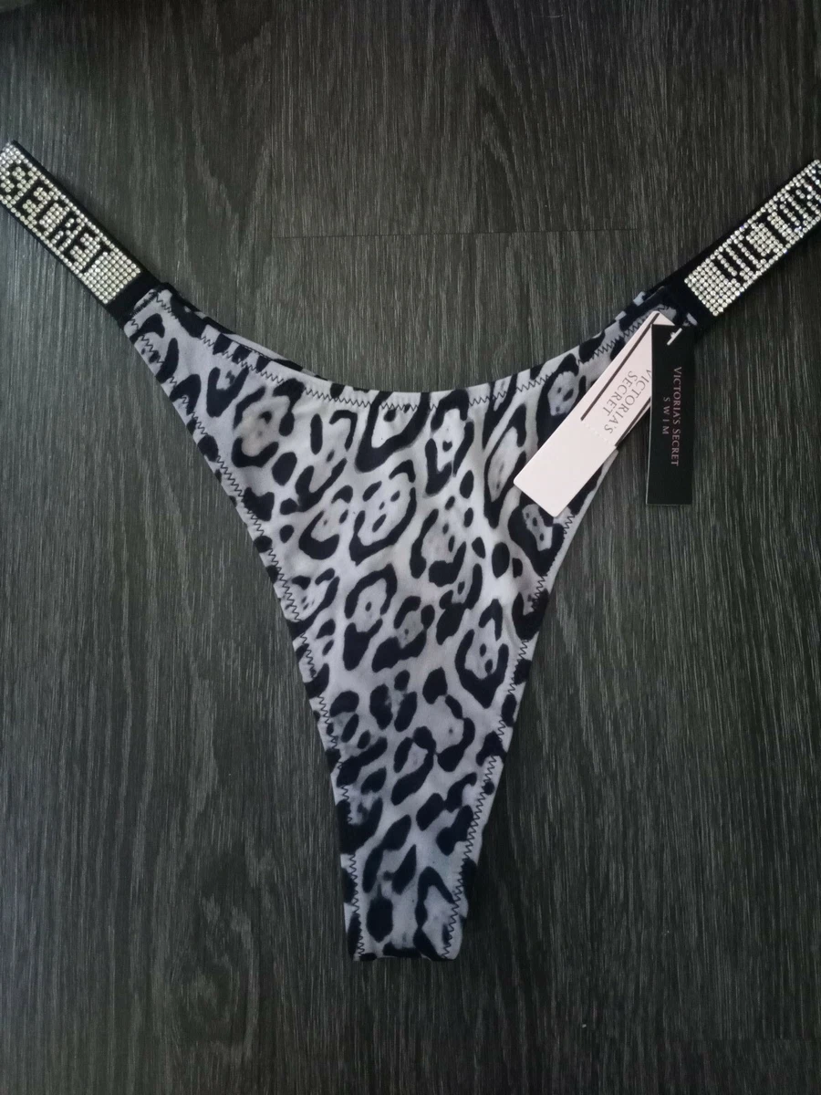 Victoria's Secret Brillo Tira Sexy Estrás Push-Up Sujetador Tangas Encaje  Negro