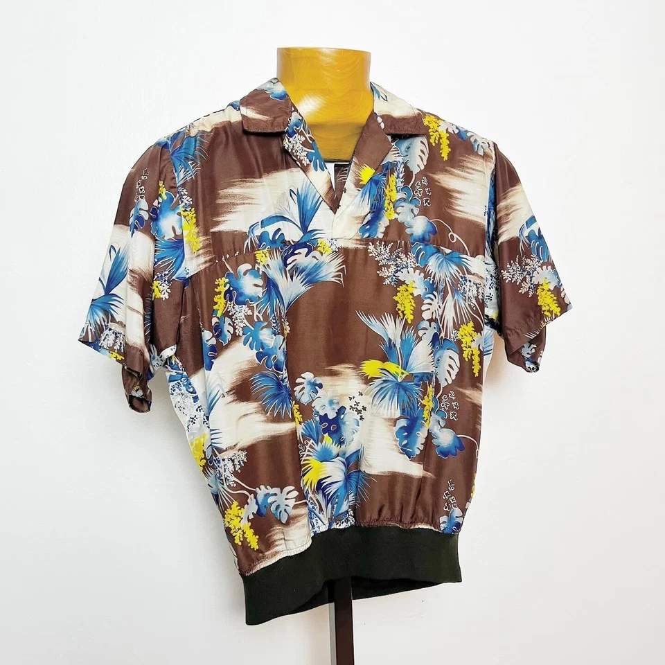 Camiseta Pulôver KOBE SILK 1940’s 40s Vintage Havaiana Aloha Tiki Gaúcho 42/44 M - Imagem 2 de 4