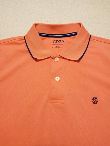Men's IZOD Perform light orange 2 button casual wear golf polo shirt size L MINT - Picture 3 of 4