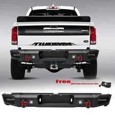 YEEGO For 2007-2013 Toyota Tundra New Steel Rear Bumper With LED Lights & D-Ring