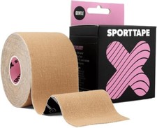 SPORTTAPE Gentle Adhesion Kinesiology Tape for Sensitive Skin, Binding - Beige
