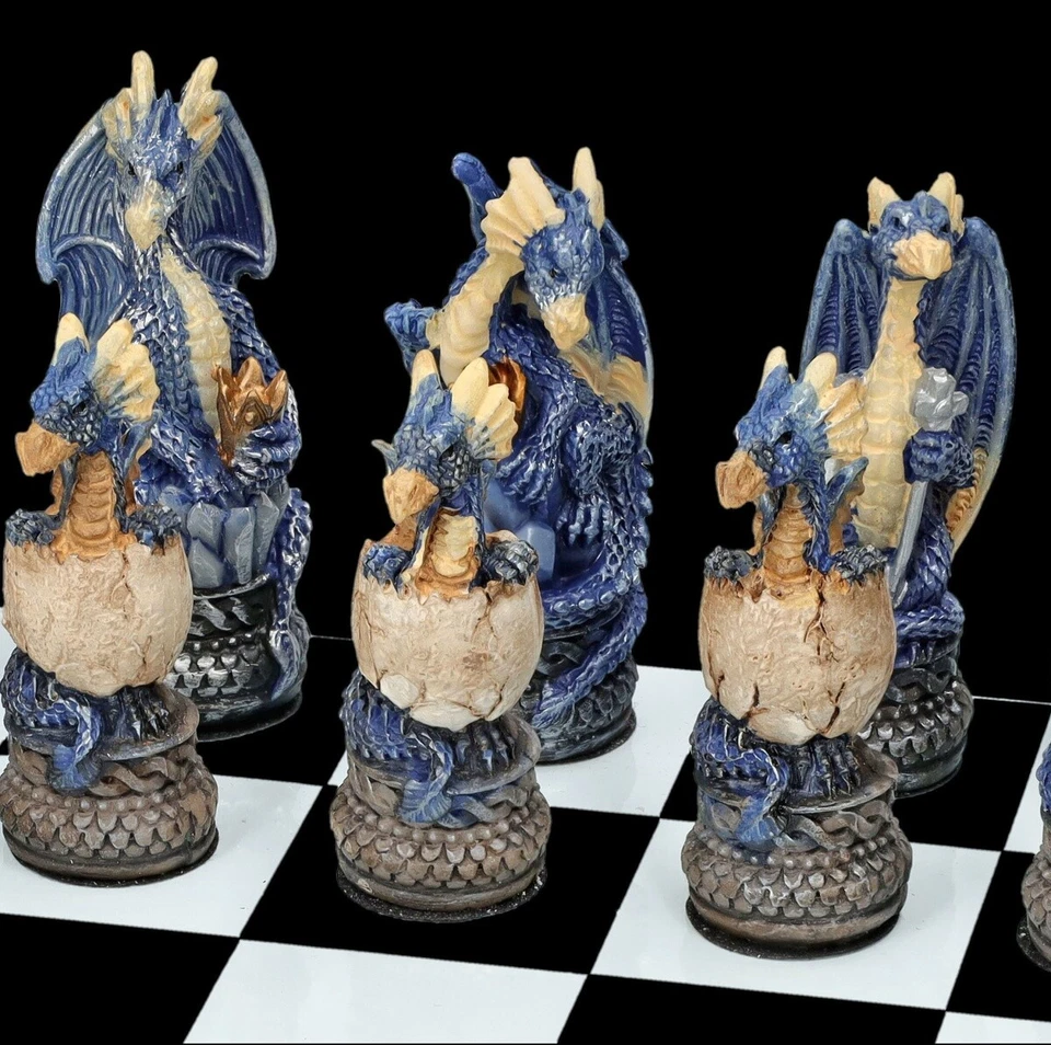 Juego De Ajedrez Dragón - Rojo Vs. Azul - Ajedrez De Fantasía Dragón - Imagen 2 de 4