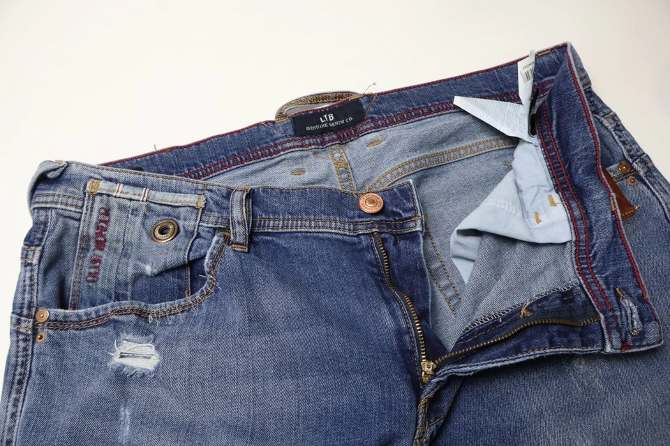 LTB Mid Rise Jeans Men's W36/L34 Blue Slim Zip Fly Fade Effect Distressed - Image 4 of 4