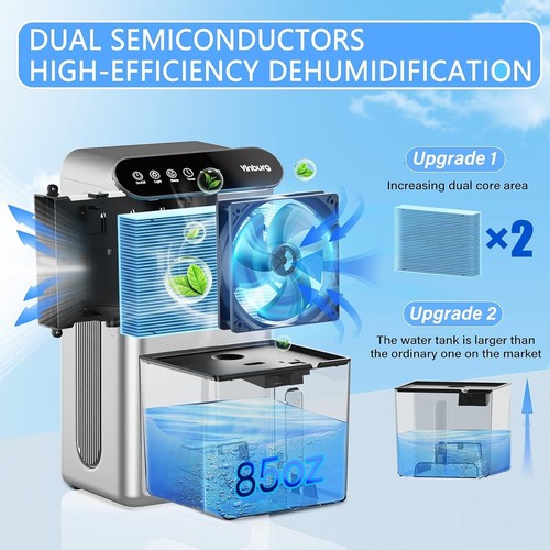New 85 OZ Dehumidifier for Home 801 sq ft Quiet Dehumidifier w/Drain Hose, Timer - Picture 2 of 6