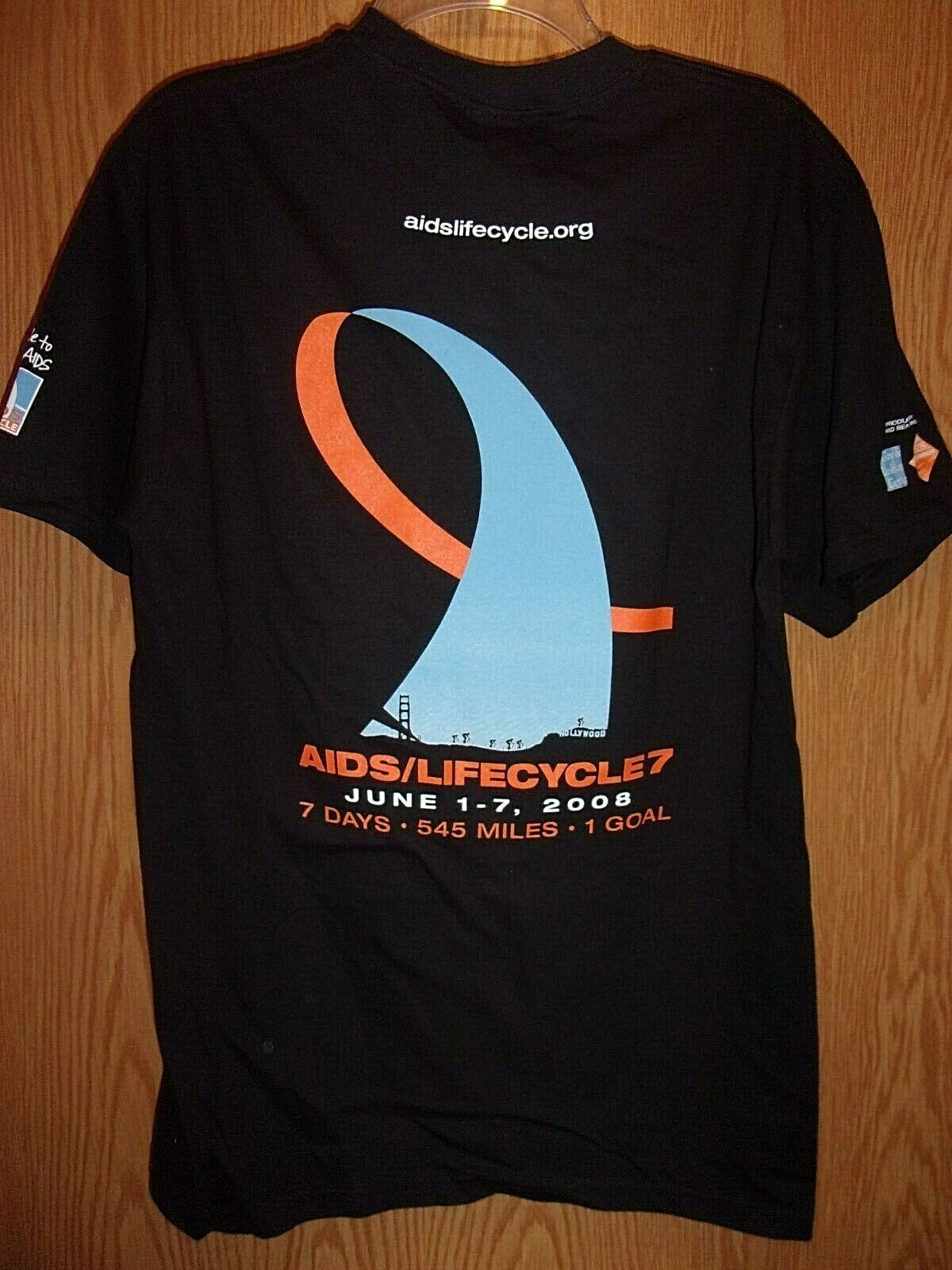 AIDS LIFE CYCLE 7 2008 black M t shirt 7 days 545 miles 1 goal | eBay