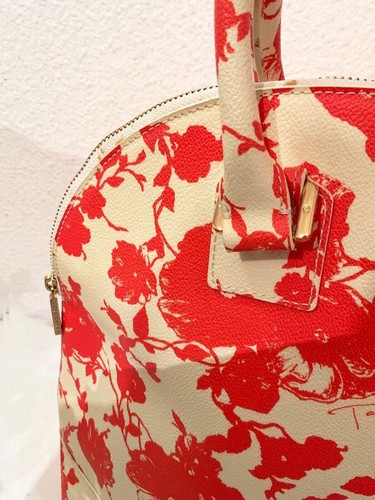NWOT TORY BURCH ROBINSON FLORAL DOME SATCHEL FIRE ORANGE - Picture 7 of 13