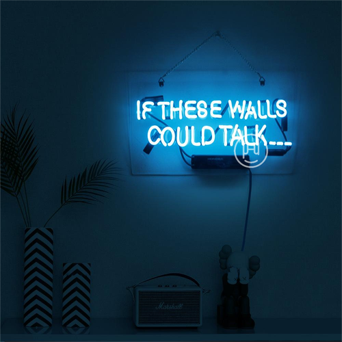 IF THESE WALLS COULD TALK Glass Neon Light Sign Game Room Wall Hanging 14"x9" - Picture 3 of 16