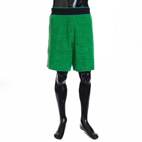 BOTTEGA VENETA 790$ Green Toweling Shorts - Terry Cotton, Logo Band