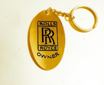 Vintage Rolls Royce Car Owner Keychain Keyring Brass Metal