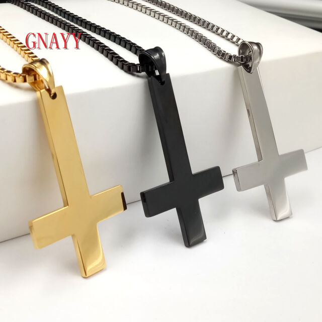 3 color all 3pcs Lot Upside Down Cross Pendant Stainless Steel Necklace 24