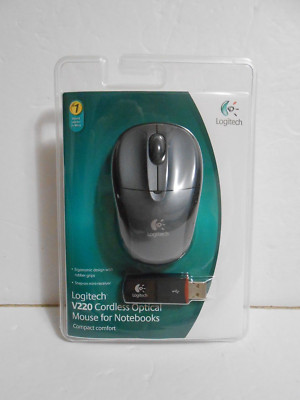 Logitech V220 Cordless Optical Mouse for Notebooks Black And Grey