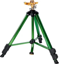 Impact Sprinkler Head on Tripod Base, Heavy Duty Lawn Sprinklers, 360 Degree Lar
