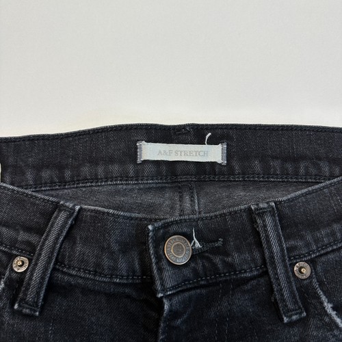 Pantalones de mezclilla Abercrombie & Fitch desgastados para hombre W32 L32 negros ajustados destruidos Y2K - Imagen 11 de 15