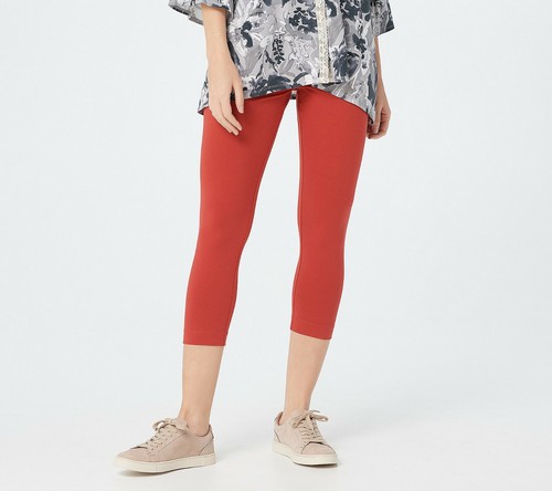 Petite Knit Crop Leggings Red Ember 