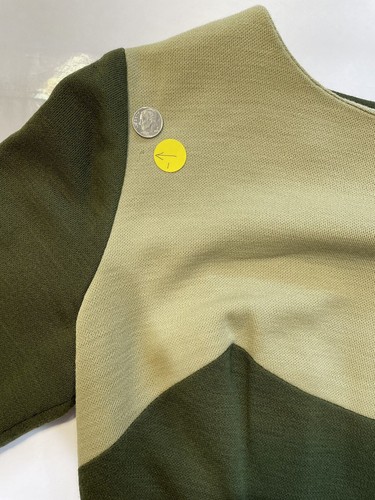 VTG 60s Mod MCM Dress Avocado Green Double Knit Color Block EDITH FLAGG FLAWS - Picture 13 of 19