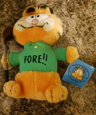 Vintage Plush Garfield Golf Fore Club Golfer Tag NWT Comic Strip Cat 1980s New