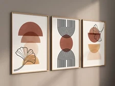 3 Piece Wall Art Boho Prints Mid Century Modern Canvas Wall Art Framed Prints