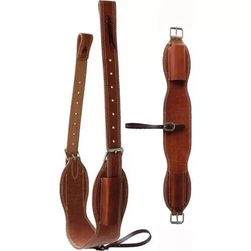 Horse Western Floral Tooled Leather Rear Flank Saddle Cinch Knüppel
