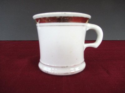 Excelsior antique shaving mug porcelain white gold trim 3-1/4'' H