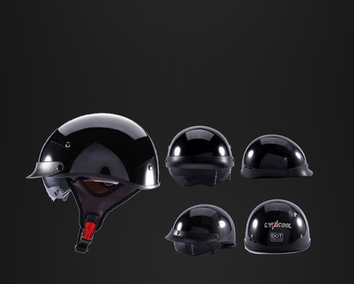 DOT Motorcycle Half Open Face Helmet Moped Helmet with Sun Visor Scooter Helmet - Picture 7 of 44