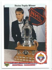 PATRICK ROY 1990-91 UPPER DECK VEZINA TROPHY CARD NM-MT+ CONDITION