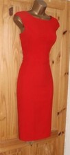 Red smart fitted galaxy pencil wiggle shift party office work dress size 10