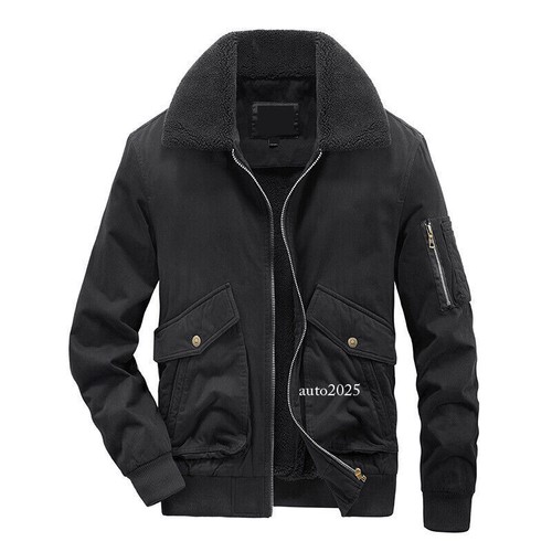 Herren Fleece gefütterte Sherpa Jacke Mantel mehrere Taschen Reißverschluss Thermo warm Freizeit - Bild 16 von 27