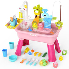 GGRH 2026 Upgraded Water Table for Toddlers 1-3 - Outdoor Toys Kids Pink