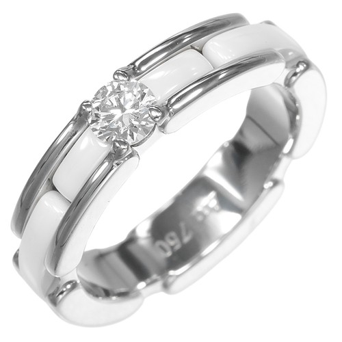 CHANEL Ultra Small Ring K18 white gold/diamond/ceramic #4.1(US Size) 4.74g...