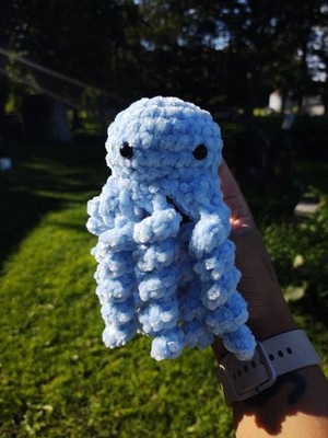 Crochet Pastel Velvet Octopus Plush, Octopus Crochet, Home Decor