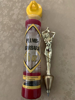 Plumb Barbra Vintage Original 16 oz Plumb Bob Solid Brass with Plastic Tube Case