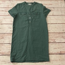 Gerard Darel Womens Dress 42 Green Short Sleeve Button Green Linen Blend