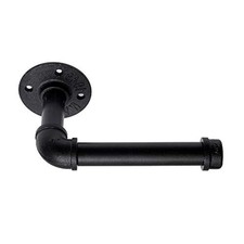 Industrial Pipe Toilet Paper Holder, DIY Vintage Rustic Holder Black