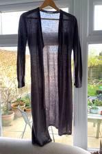 LADIES WHITE COMPANY cashmere purple brown long wool cardigan *MEND PROJECT* 10