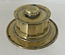 Vintage Brass Ink Holder Great Desk D&eacute;cor Round Shape Brass Inkwell Pot.