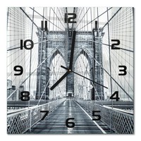 Glasuhr Als Dekorative Glas-Wanduhr Brooklyn Bridge Schwarze Zeiger 30X30 Cm