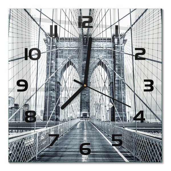 Glasuhr Als Dekorative Glas-Wanduhr Brooklyn Bridge Schwarze Zeiger 30X30 Cm-image