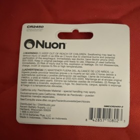Nuon CR2450 Lithium Coin Cell Batteries 3V 12 Pack SMCCR2450-2 Single Use
