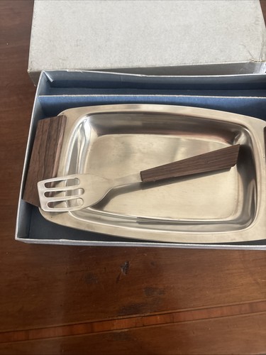 Boxed Danish Stainless Steel Small Serviertablett & Serviergabel - Bild 6 von 10