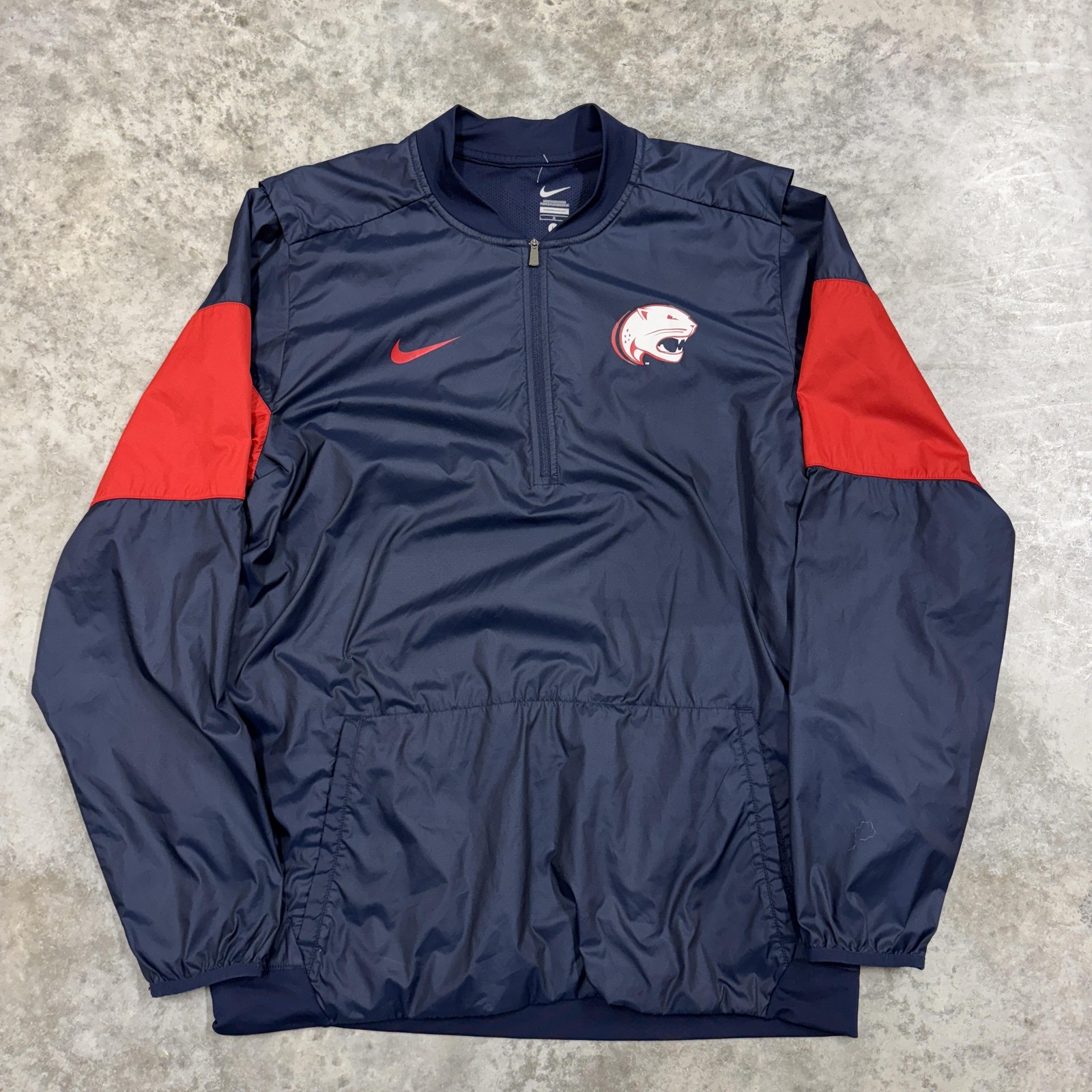 South Alabama Jaguars Jacket Mens Large Blue NCAA Football Nike Pullover 1/4 Zip