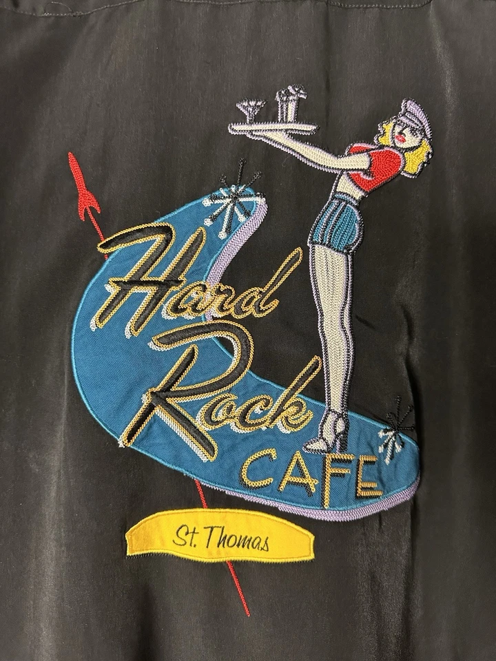 Camisa De Colección Abotonada Hard Rock Café St Thomas Talla L Años 90 Y2K Bordada Foto 2 de 4