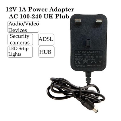 1A Adapter AC-DC Netzteil 12V PSU Ladegerät für CCTV Kamera LED Streifen UK Stecker
