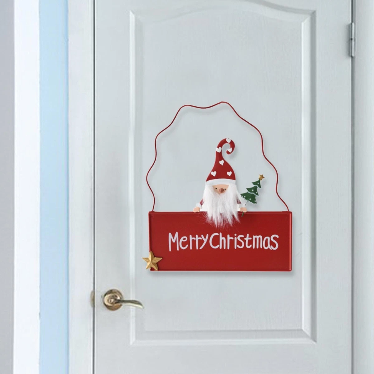 BHGT 2 Pz Cartelli Decorativi Targhe Porta Ingresso Rettangolare Albero di Natale Decorazioni Appendere Ornamenti Natalizi Addobbi per Casa