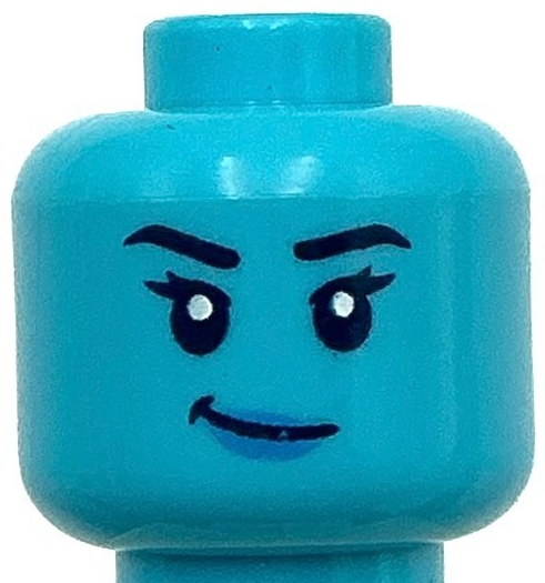 Lego New Medium Azure Minifigure Head Dual Sided Female Black Eyebrows Part