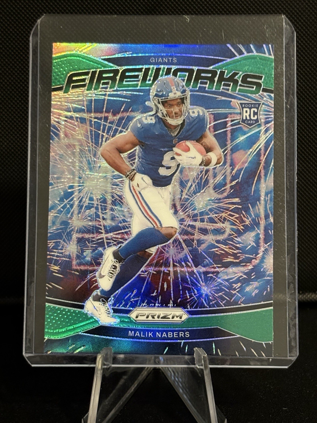 2024 Panini Prizm - Fireworks Malik Nabers #21 Green Wave Prizm (RC)