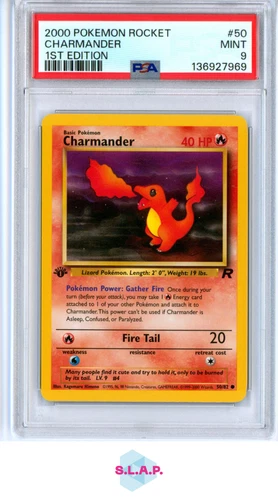 CHARMANDER 1ST EDITION POKEMON ROCKET 2000 50 PSA 9