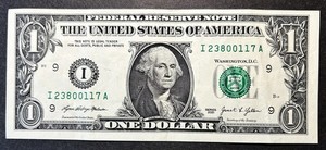 2021 $1 note from Minneapolis "I" (9) AU/CU