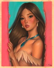 original drawing 24 x 30 cm 104ShbA artwork pastel Pocahontas
