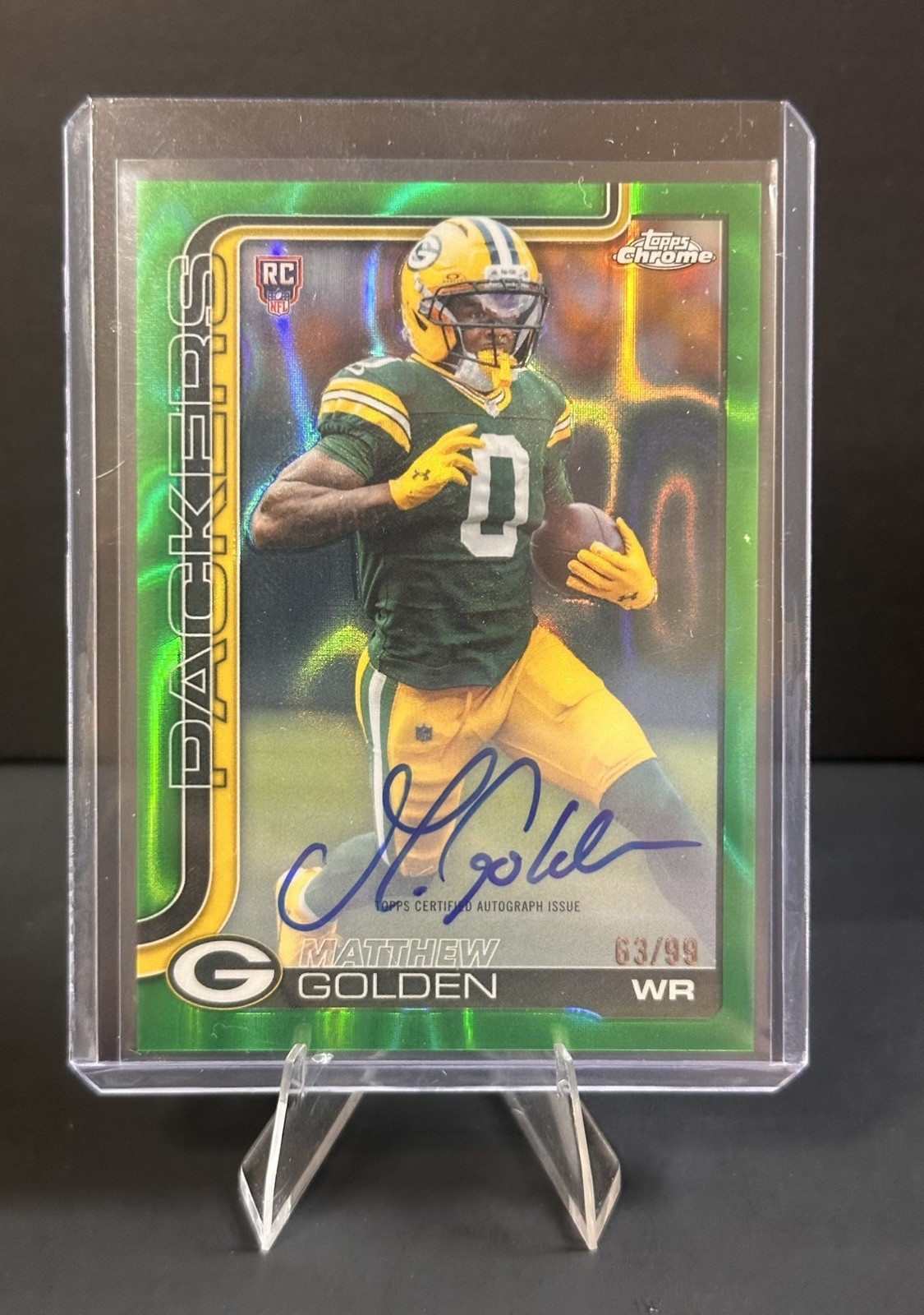 2025 Topps Chrome Matthew Golden Rookie Auto RC Green Lava Refractor #/99