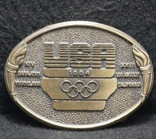 XD21149 NICE VINTAGE 1984 U.S.A. OLYMPIC GAMES SPORTS EVENT MENS BELT BUCKLE